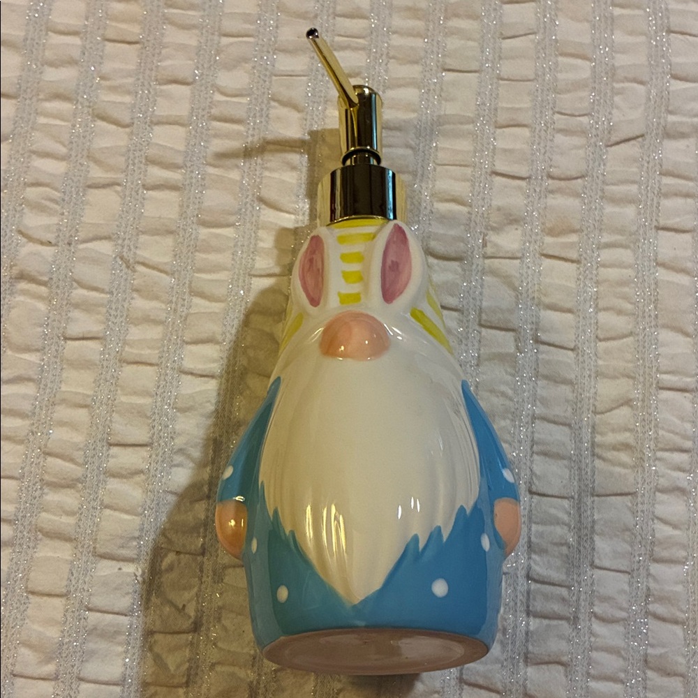Whimsical Blue and White Gnome Soap Dispenser